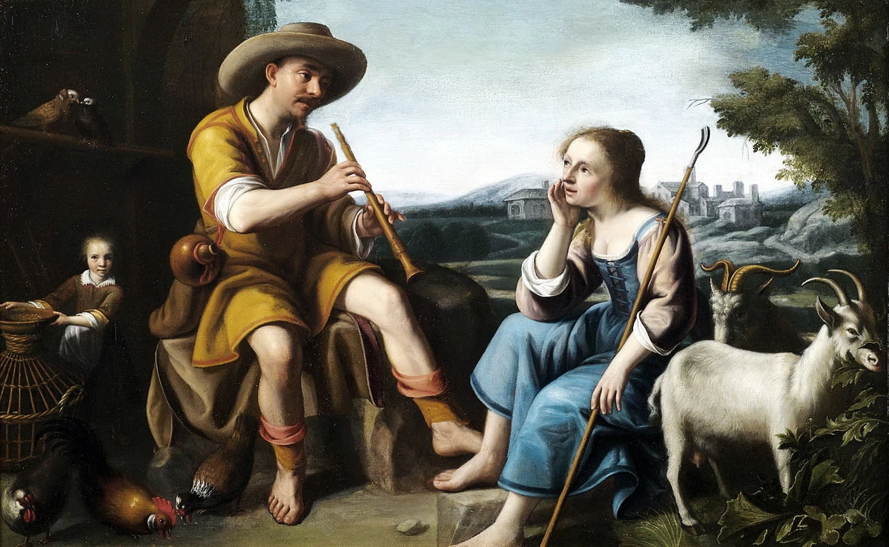 Scena pastorale con suonatore di flauto